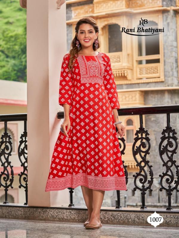 Rani Bhatiyani Lilly 1 Rayon Anarkali Kurti Collection